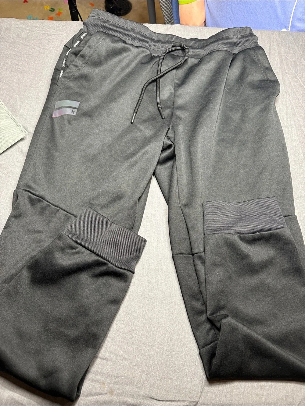 Hurley Men's Black Athletic Jogger Pants with Drawstring Waist
